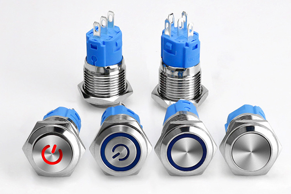 {19mm 带灯金属按钮开关 width=